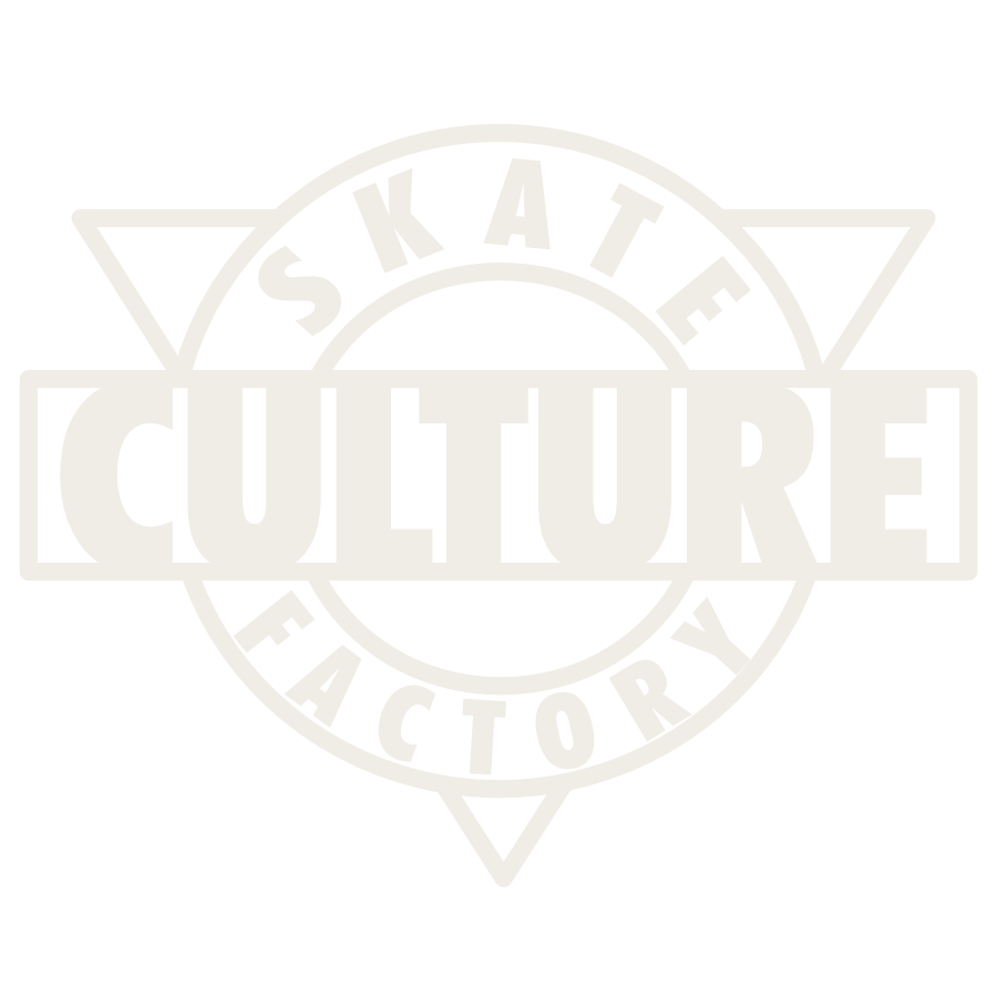Culture Skate Factory circular badge mark, black and white