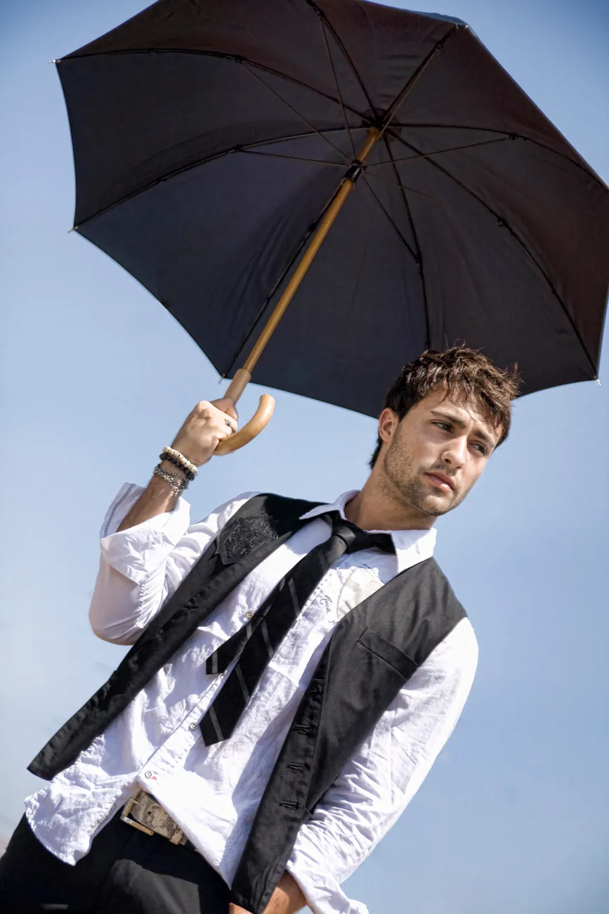 Umbrella against blue sky