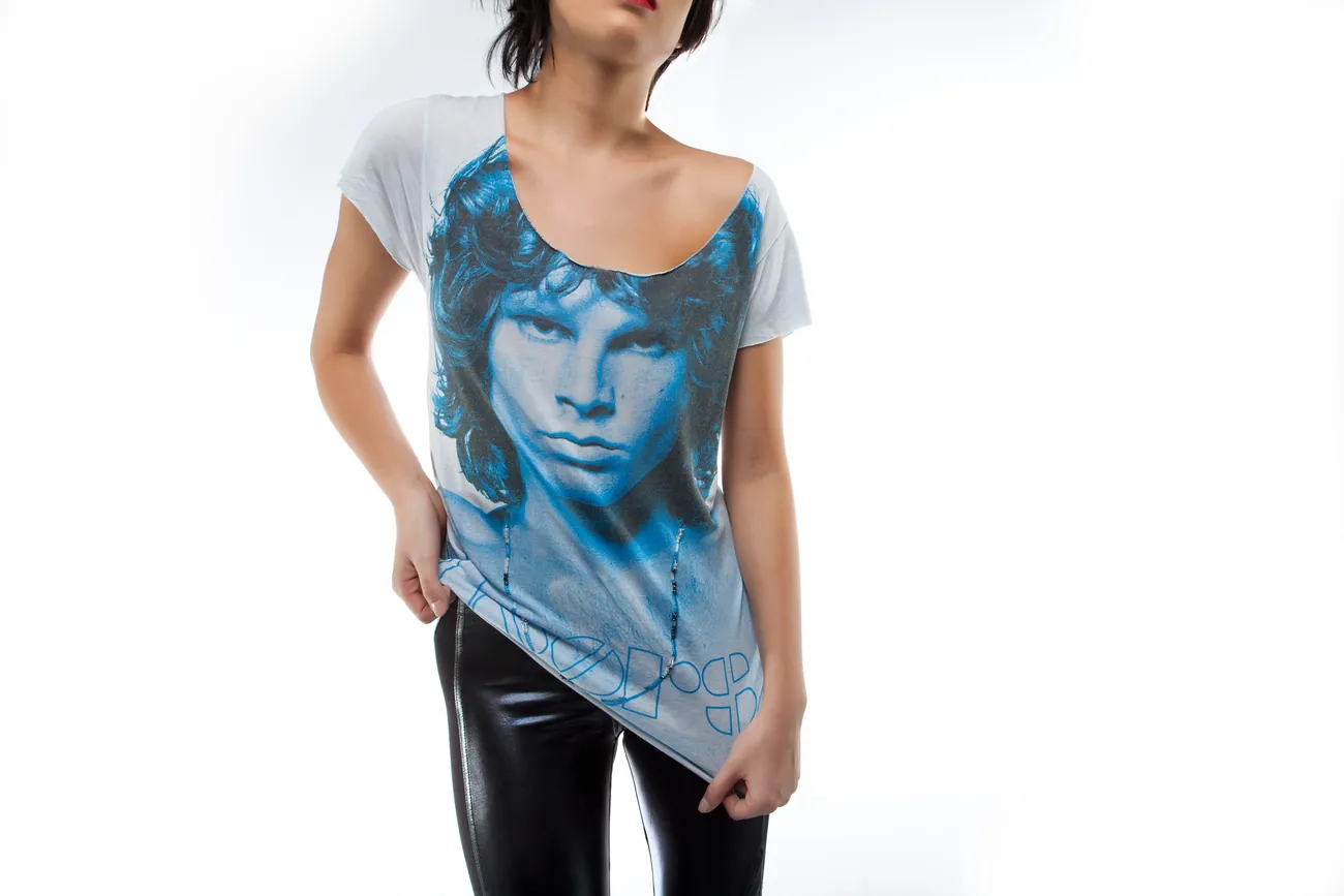 Graphic band tee on white